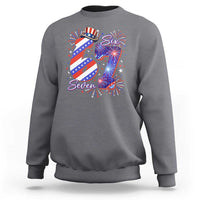 Patriotic Six Seven Sweatshirt Red White And Blue Fireworks Graphic