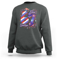 Patriotic Six Seven Sweatshirt Red White And Blue Fireworks Graphic