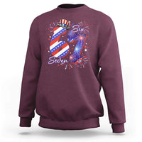 Patriotic Six Seven Sweatshirt Red White And Blue Fireworks Graphic