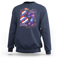 Patriotic Six Seven Sweatshirt Red White And Blue Fireworks Graphic