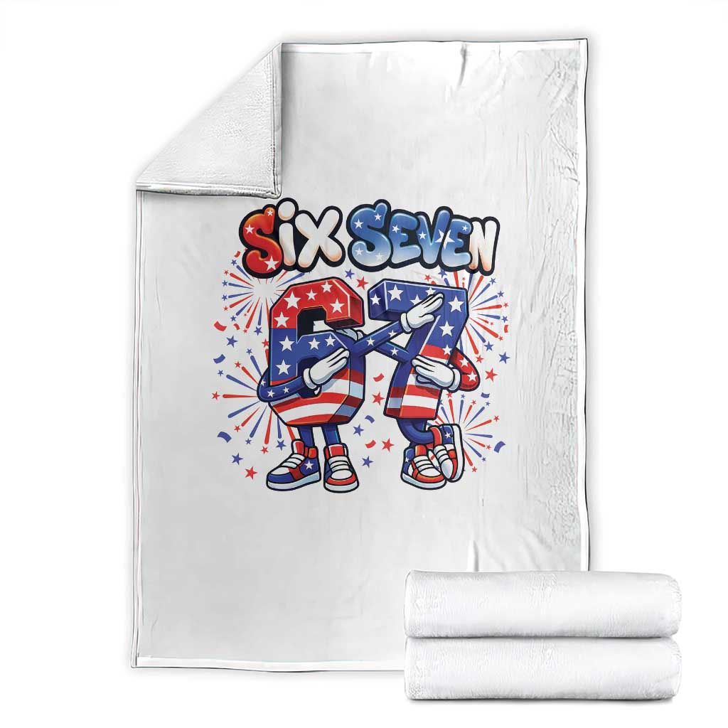 Funny Six Seven Dabbing Throw Blanket Patriotic American Pride Gift