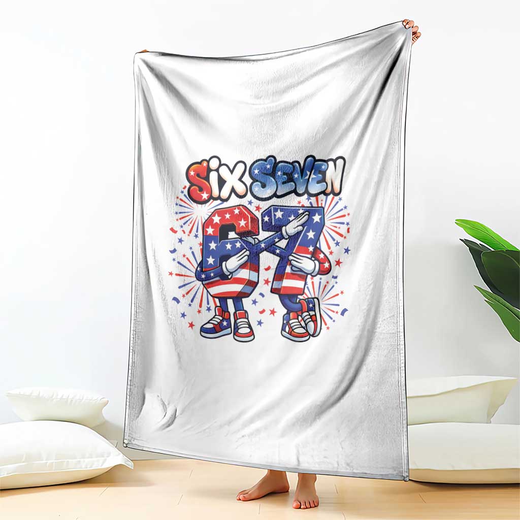 Funny Six Seven Dabbing Throw Blanket Patriotic American Pride Gift