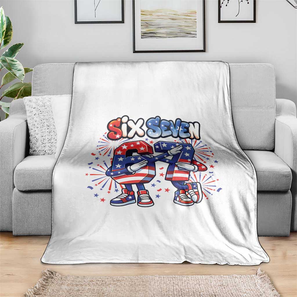 Funny Six Seven Dabbing Throw Blanket Patriotic American Pride Gift
