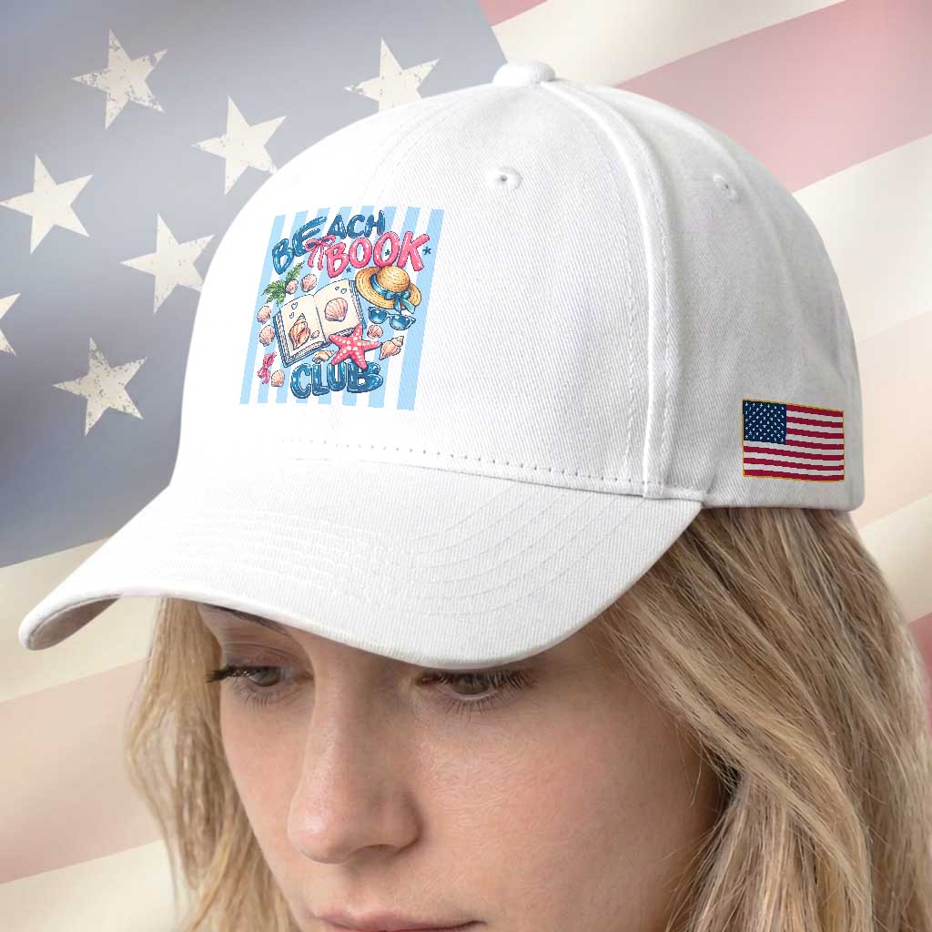 Beach Book Club Baseball Cap Bookworm Summer Vacation Graphic