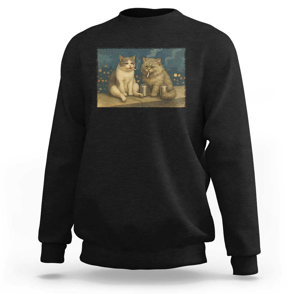 Funny Smoking Cat Sweatshirt Meme Cool Kitten With Cigarette