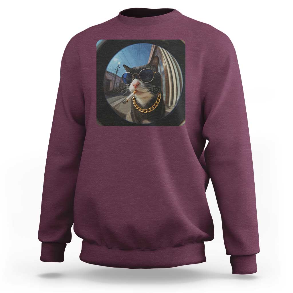 Smoking Cat Sweatshirt Meme Funny Cool Kitten - Wonder Print Shop