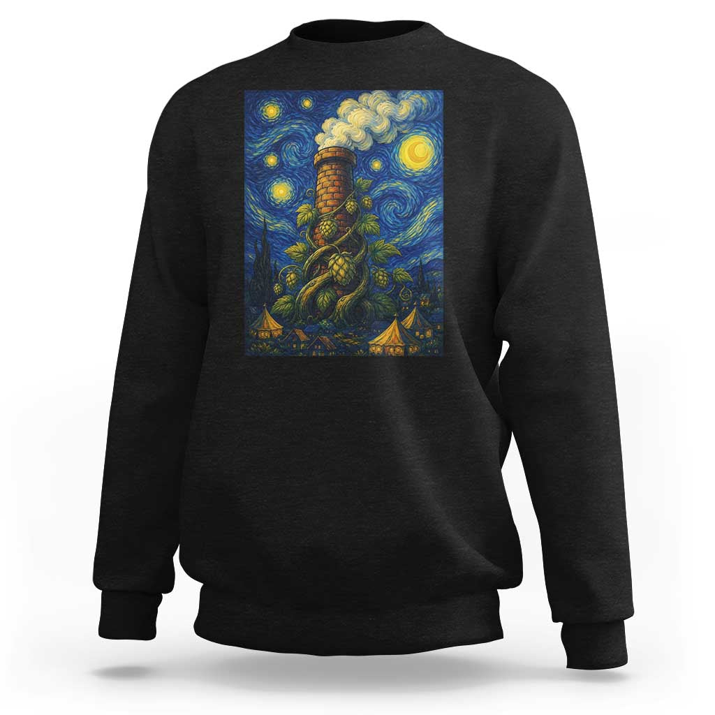Starry Night Hops Brewery Sweatshirt Vintage Hops Beer Lover Painterly