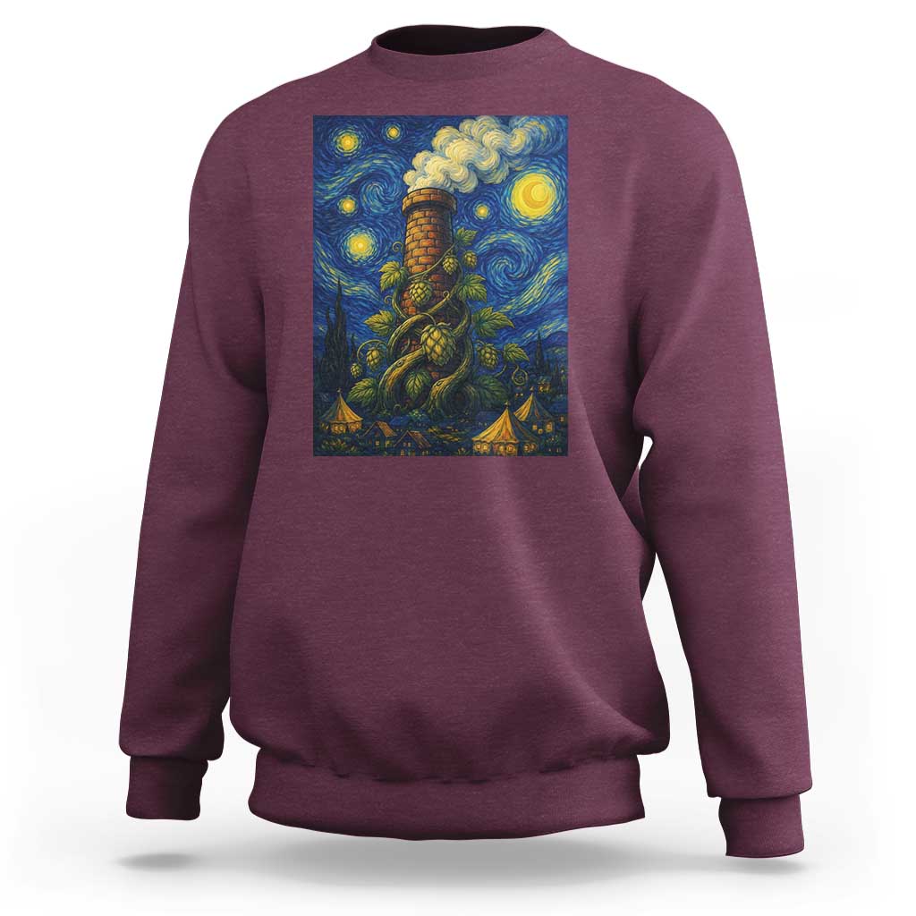 Starry Night Hops Brewery Sweatshirt Vintage Hops Beer Lover Painterly