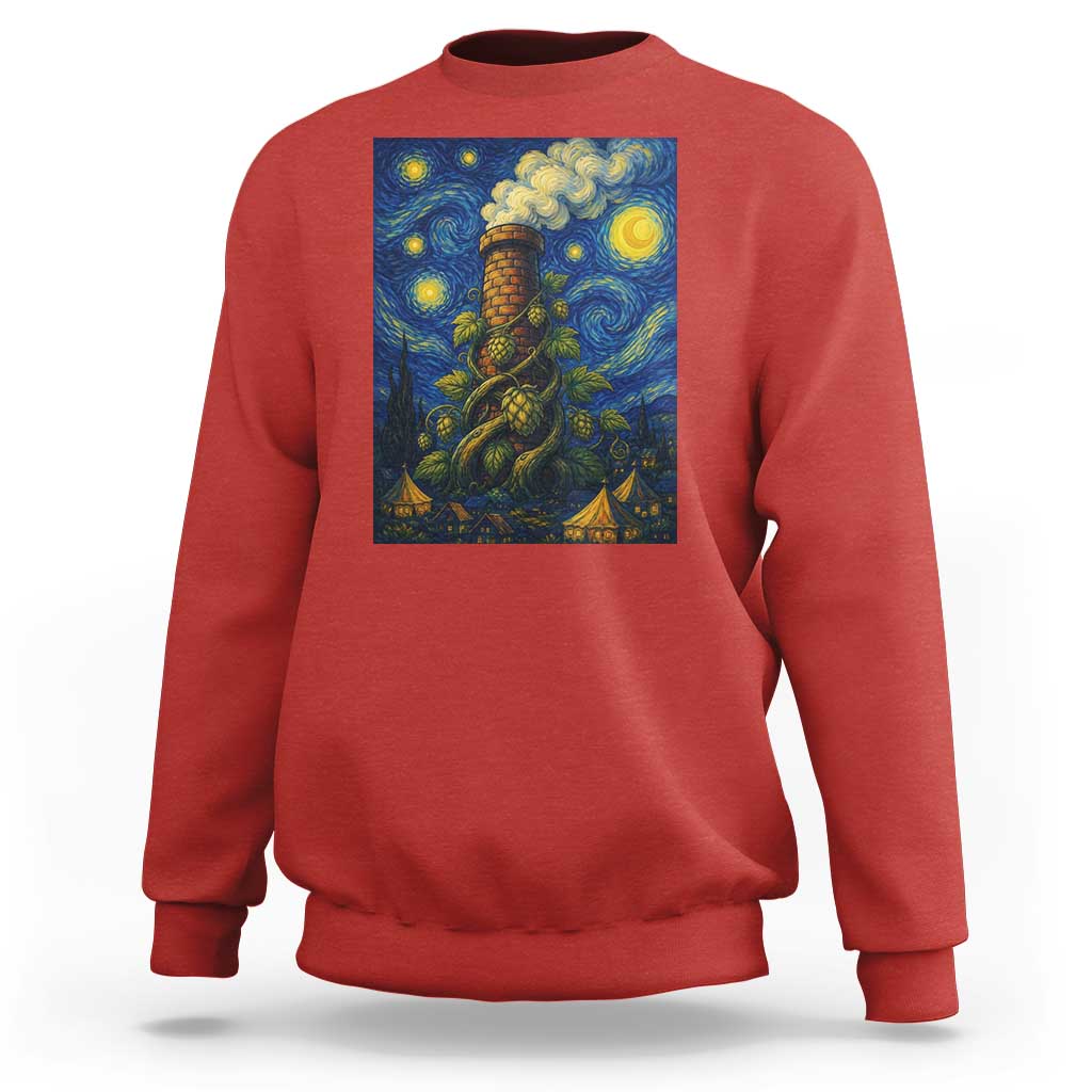 Starry Night Hops Brewery Sweatshirt Vintage Hops Beer Lover Painterly