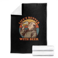 Funny Craft Beer Drinker Monks Throw Blanket Lifes Better With Beer