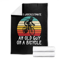 Never Underestimate An Old Guy On A Bicycle Throw Blanket Cycling Lover Gift