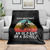 Never Underestimate An Old Guy On A Bicycle Throw Blanket Cycling Lover Gift
