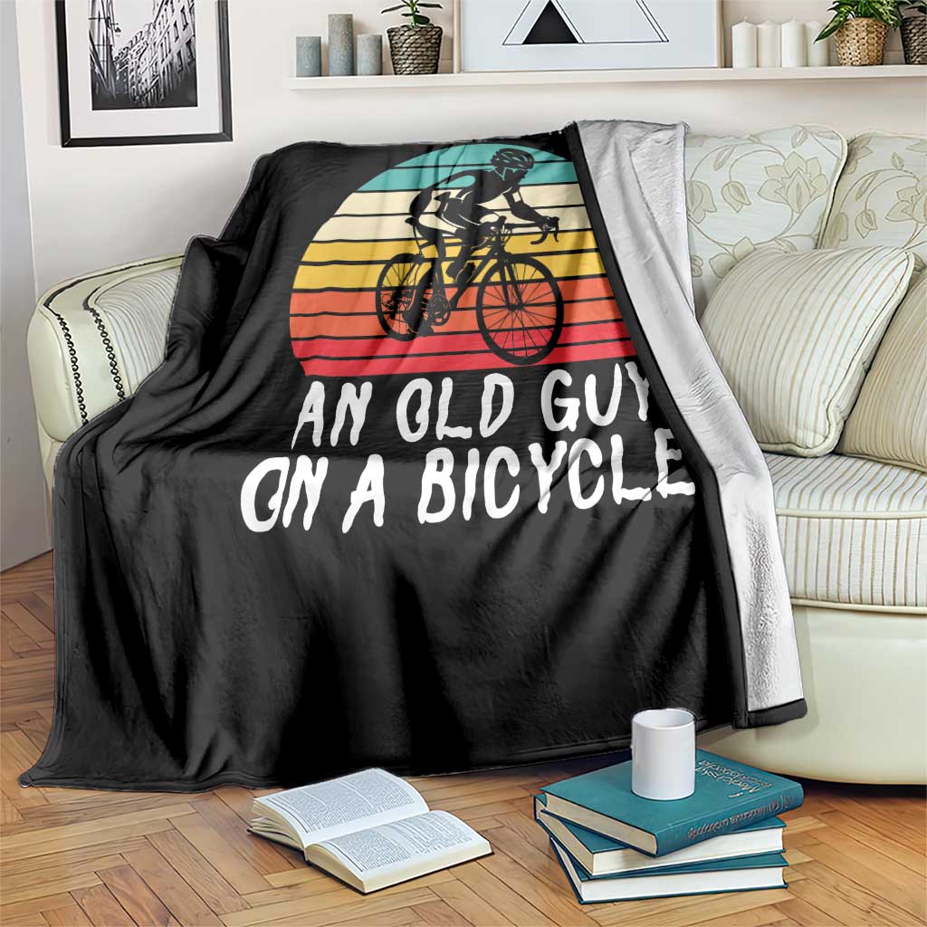 Never Underestimate An Old Guy On A Bicycle Throw Blanket Cycling Lover Gift