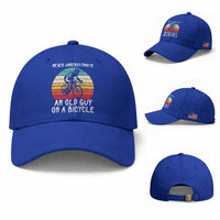 Never Underestimate An Old Guy On A Bicycle Baseball Cap Cycling Lover Gift