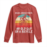 Never Underestimate An Old Guy On A Bicycle Long Sleeve Shirt Cycling Lover Gift