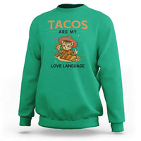 Tacos Are My Love Language Sweatshirt Funny Cat Eating Taco - Wonder Print Shop
