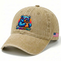 Mexican Food Lover Gift Washed Cotton Baseball Cap Funny Bearrito