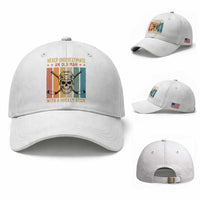 Retro Ice Hockey Player Baseball Cap Funny Never Underestimate An Old Man