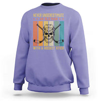 Retro Ice Hockey Player Sweatshirt Funny Never Underestimate An Old Man - Wonder Print Shop