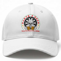 Funny Skeleton Darts Player Beer Lover Baseball Cap That Is Why I Am Here