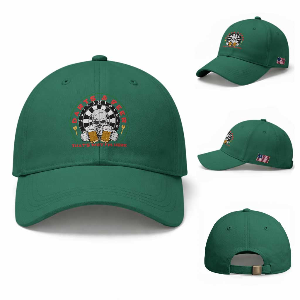 Funny Skeleton Darts Player Beer Lover Baseball Cap That Is Why I Am Here