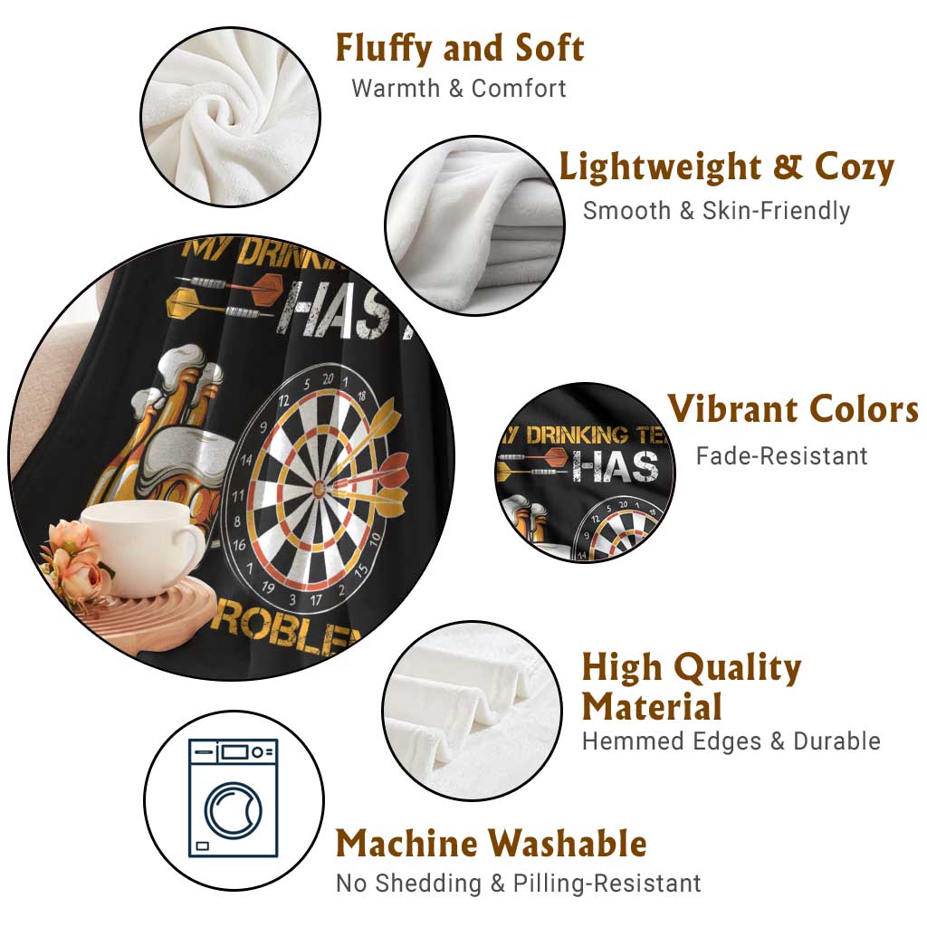 Funny Beer Drinking Darts Problem Throw Blanket Dart Player Team Gift - Wonder Print Shop