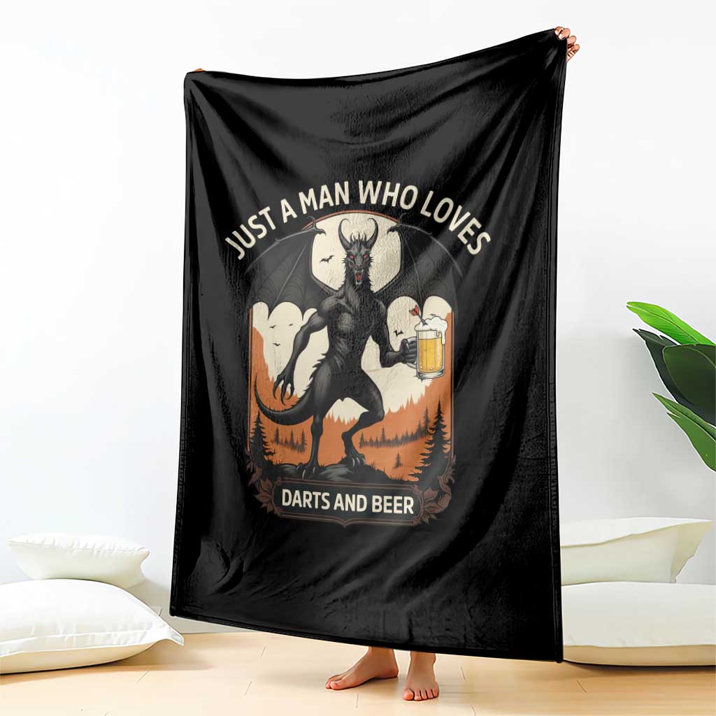 Funny Jersey Devil Loves Darts And Beer Throw Blanket Cryptid Lover Gift - Wonder Print Shop