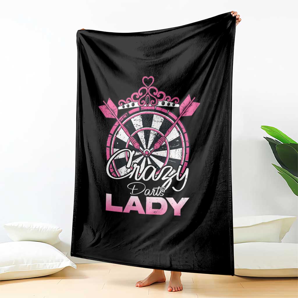 Crazy Darts Lady Throw Blanket Funny Pub Game Gift For Women - Wonder Print Shop