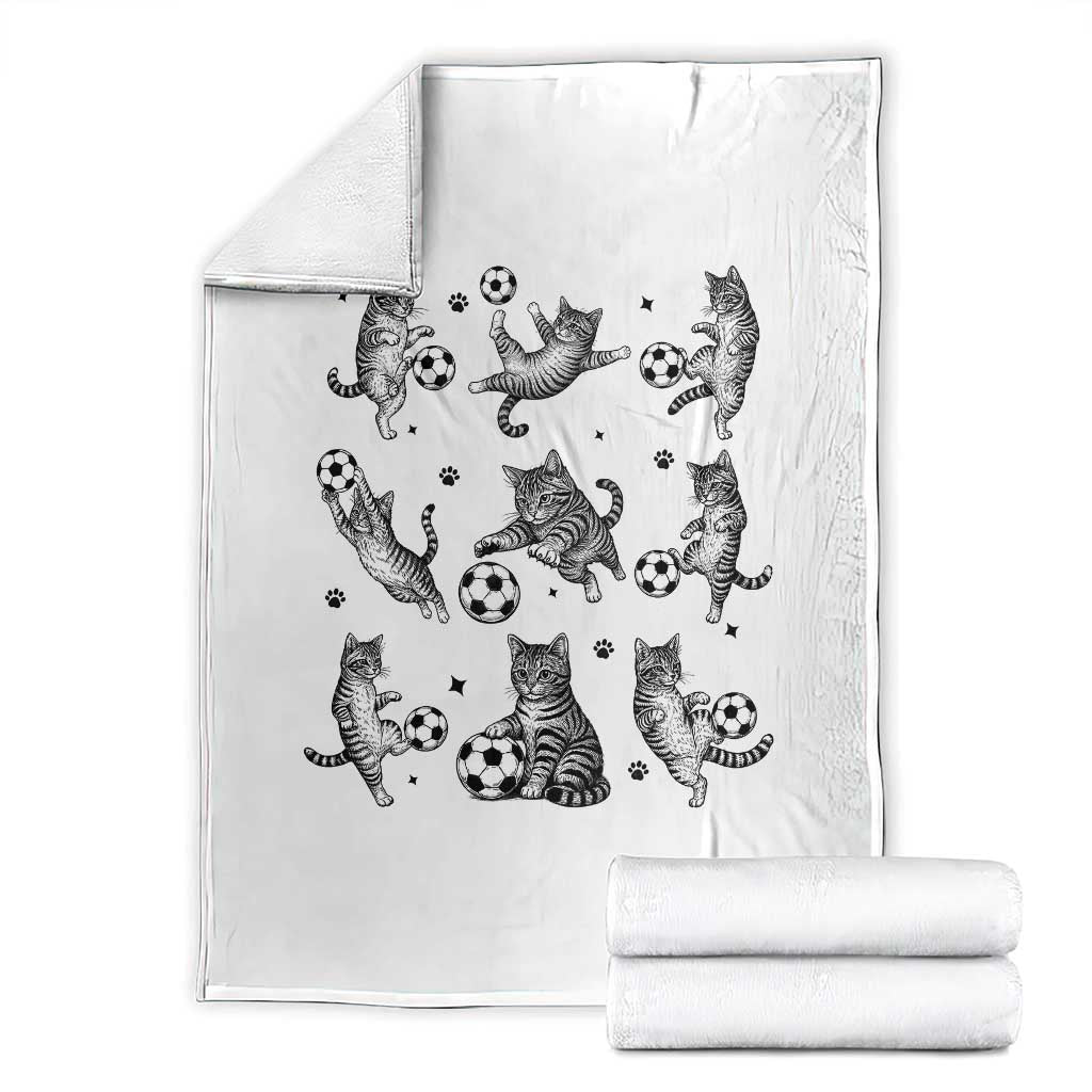 Funny Cat Soccer Player Throw Blanket Gift For Soccer Lovers