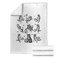 Funny Cat Soccer Player Throw Blanket Gift For Soccer Lovers