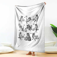 Funny Cat Soccer Player Throw Blanket Gift For Soccer Lovers