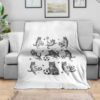 Funny Cat Soccer Player Throw Blanket Gift For Soccer Lovers