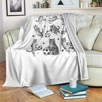 Funny Cat Soccer Player Throw Blanket Gift For Soccer Lovers