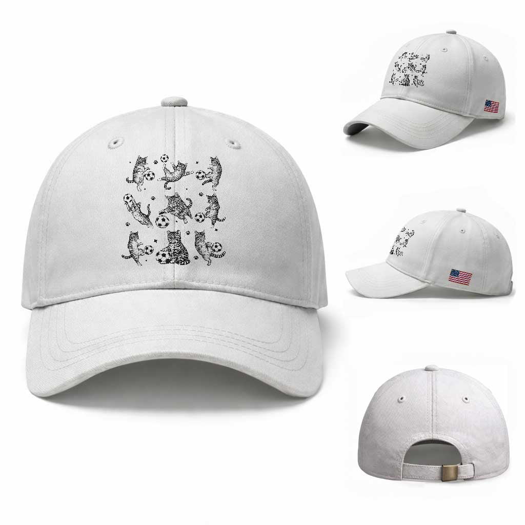 Funny Cat Soccer Player Baseball Cap Gift For Soccer Lovers