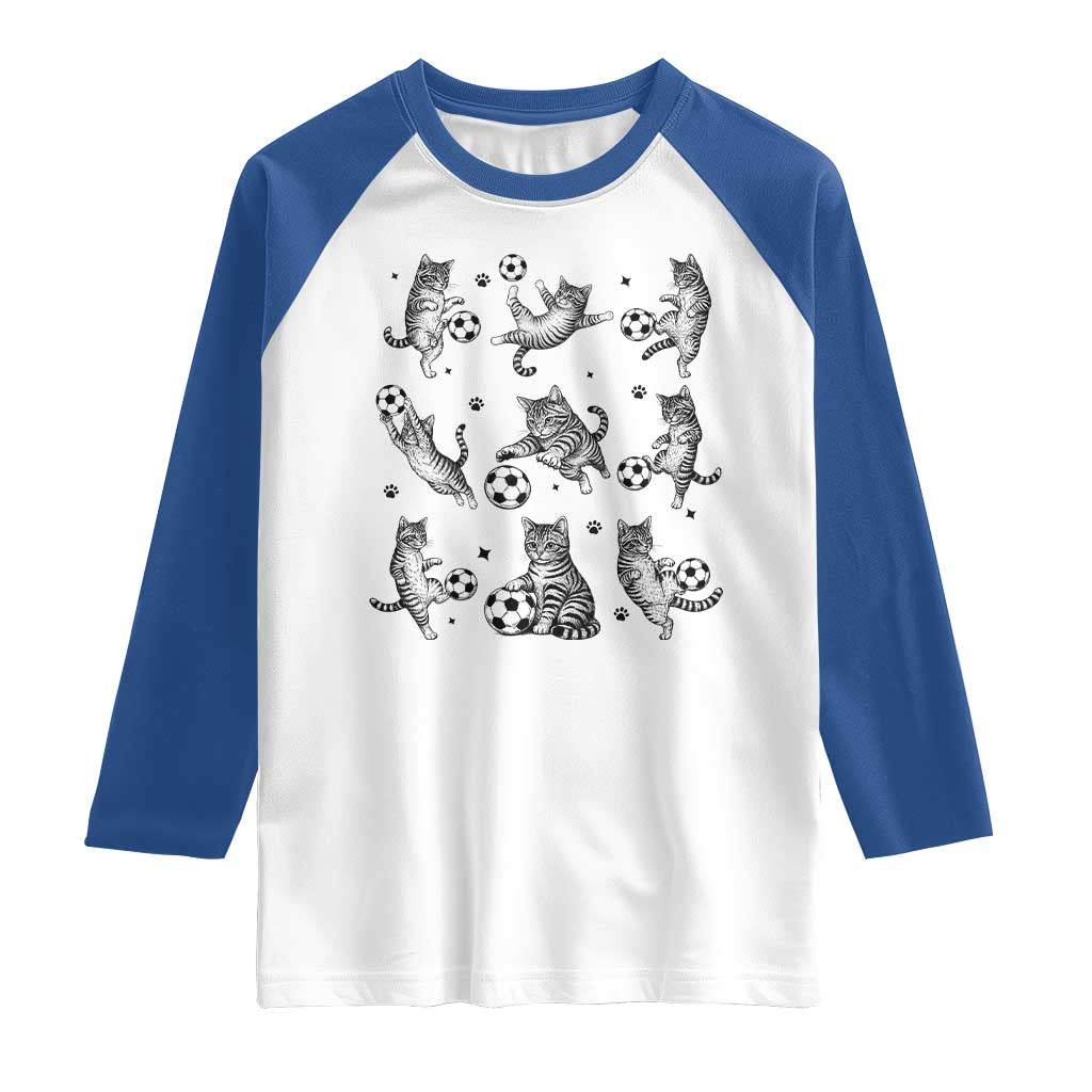 Funny Cat Soccer Player Raglan Shirt Gift For Soccer Lovers