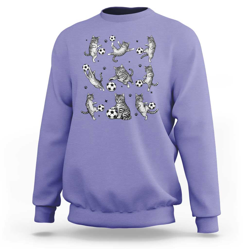 Funny Cat Soccer Player Sweatshirt Gift For Soccer Lovers
