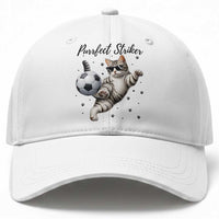 Purrfect Striker Baseball Cap Funny Cat Soccer Player Gift