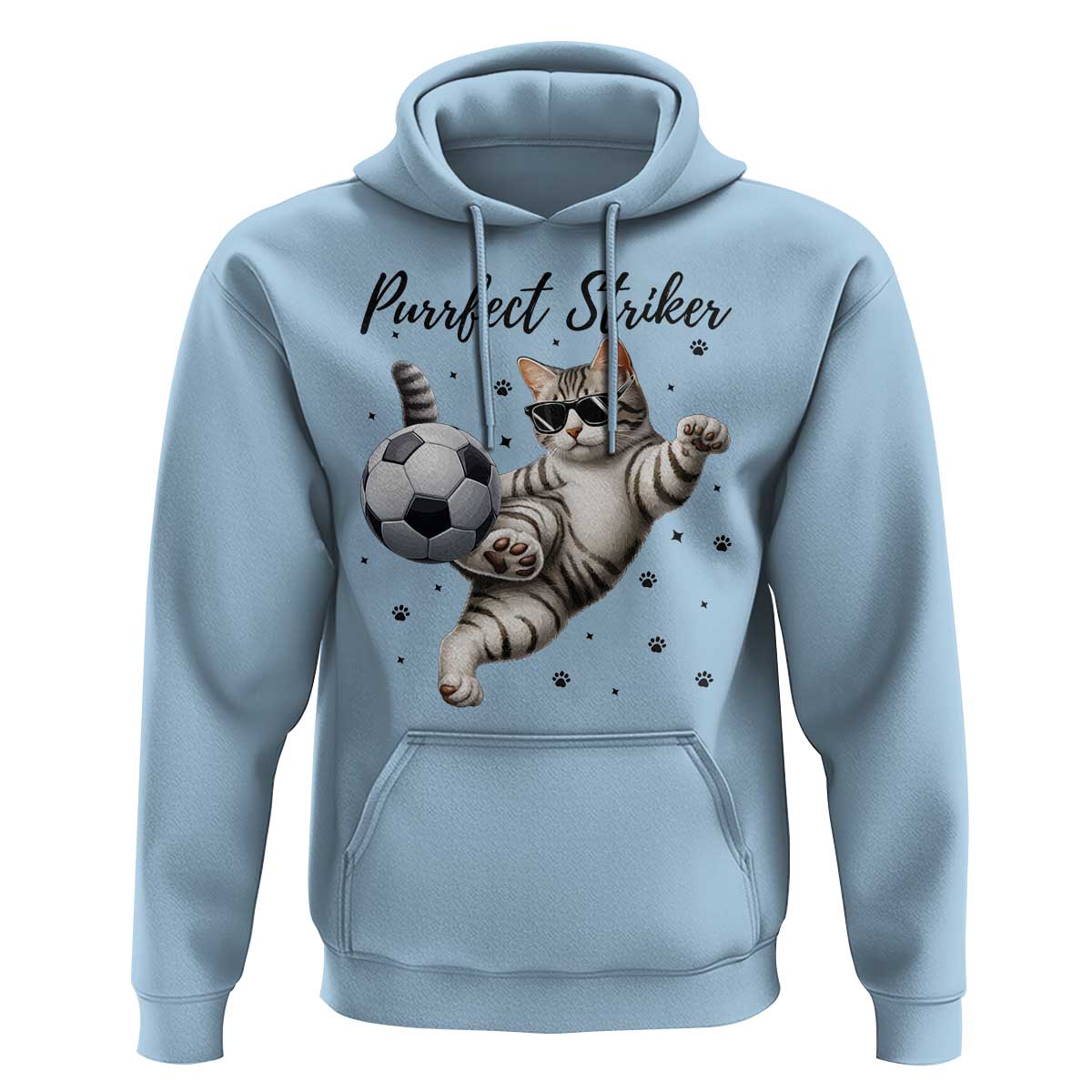 Purrfect Striker Hoodie Funny Cat Soccer Player Gift