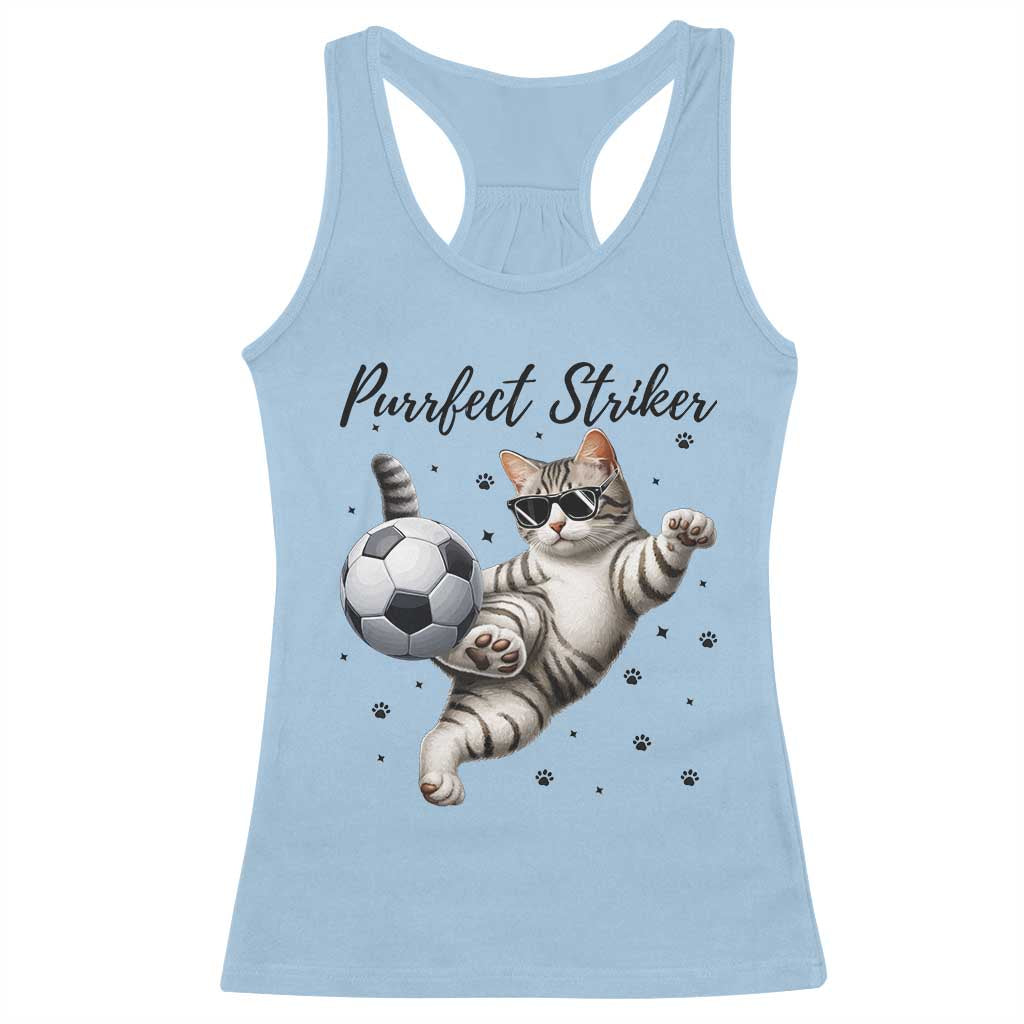 Purrfect Striker Racerback Tank Top Funny Cat Soccer Player Gift