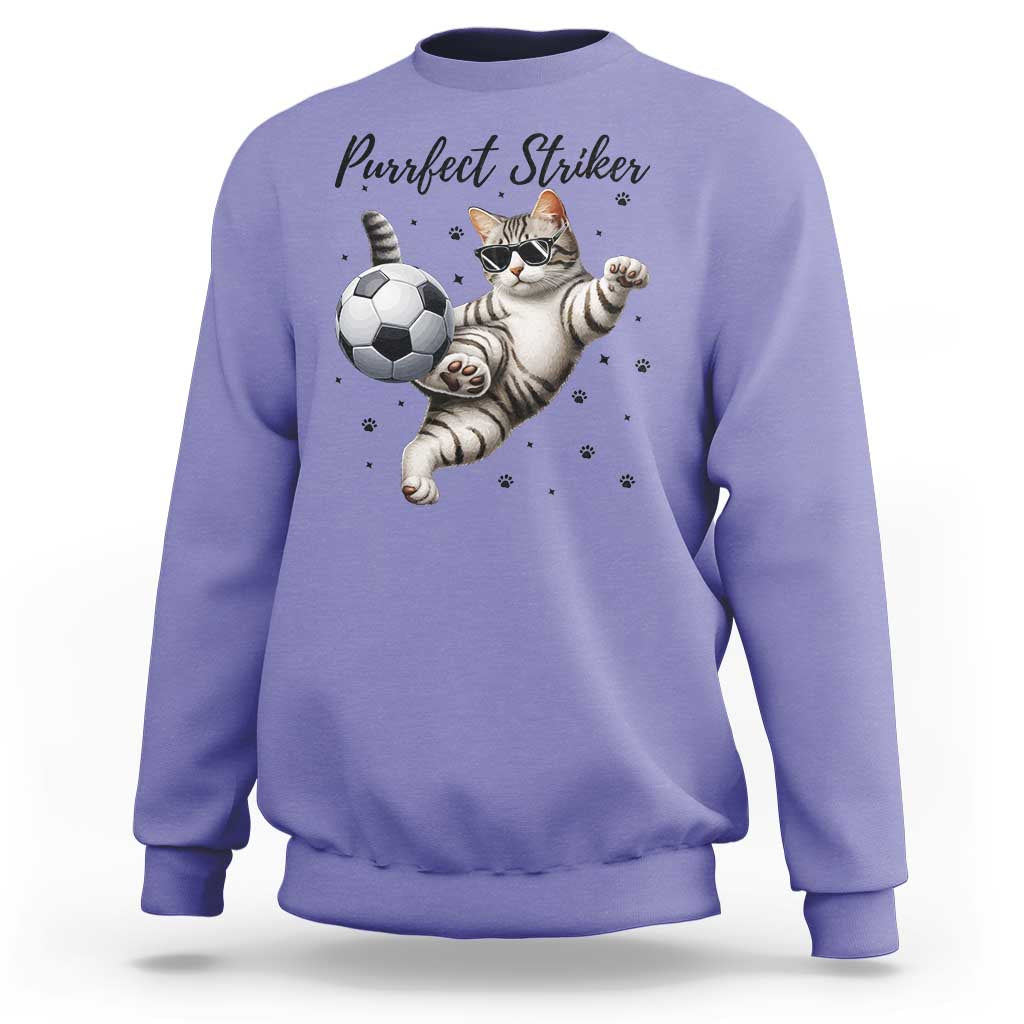 Purrfect Striker Sweatshirt Funny Cat Soccer Player Gift