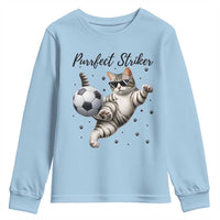 Purrfect Striker Youth Sweatshirt Funny Cat Soccer Player Gift