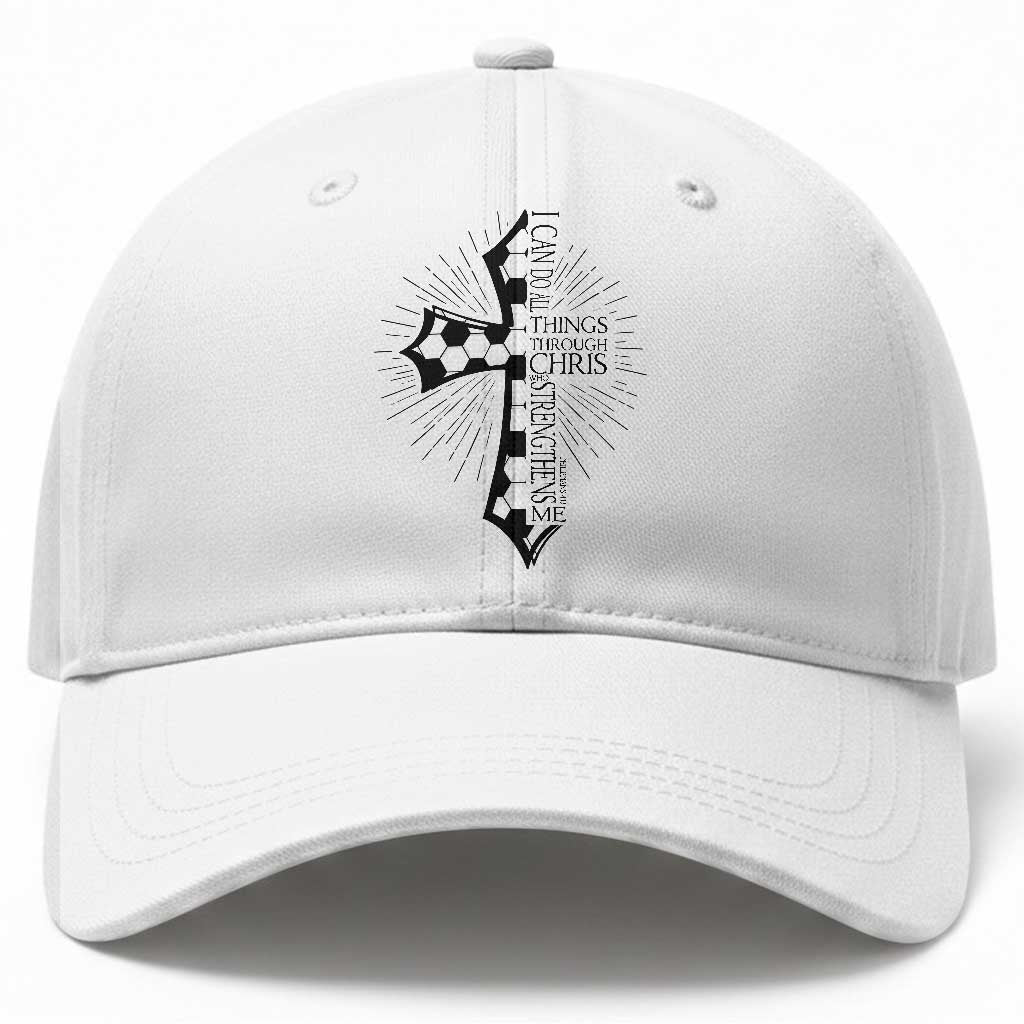 I Can Do All Things Through Christ Baseball Cap Christian Soccer Cross Gift