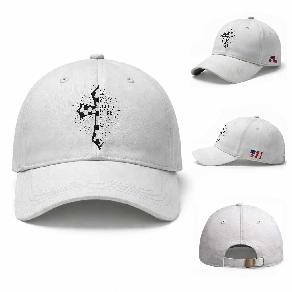 I Can Do All Things Through Christ Baseball Cap Christian Soccer Cross Gift