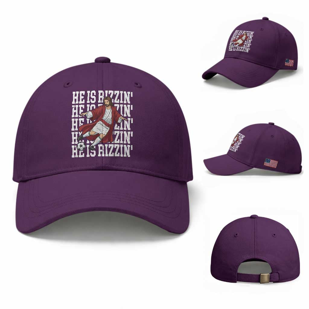 He Is Rizzin Baseball Cap Funny Christian Soccer Lover Gift
