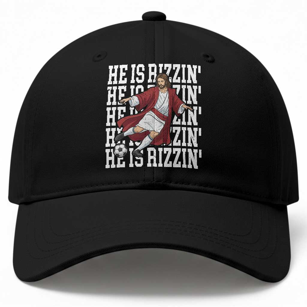 He Is Rizzin Baseball Cap Funny Christian Soccer Lover Gift