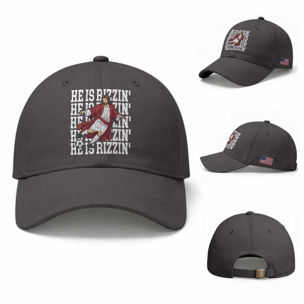 He Is Rizzin Baseball Cap Funny Christian Soccer Lover Gift