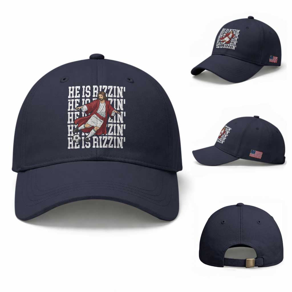 He Is Rizzin Baseball Cap Funny Christian Soccer Lover Gift