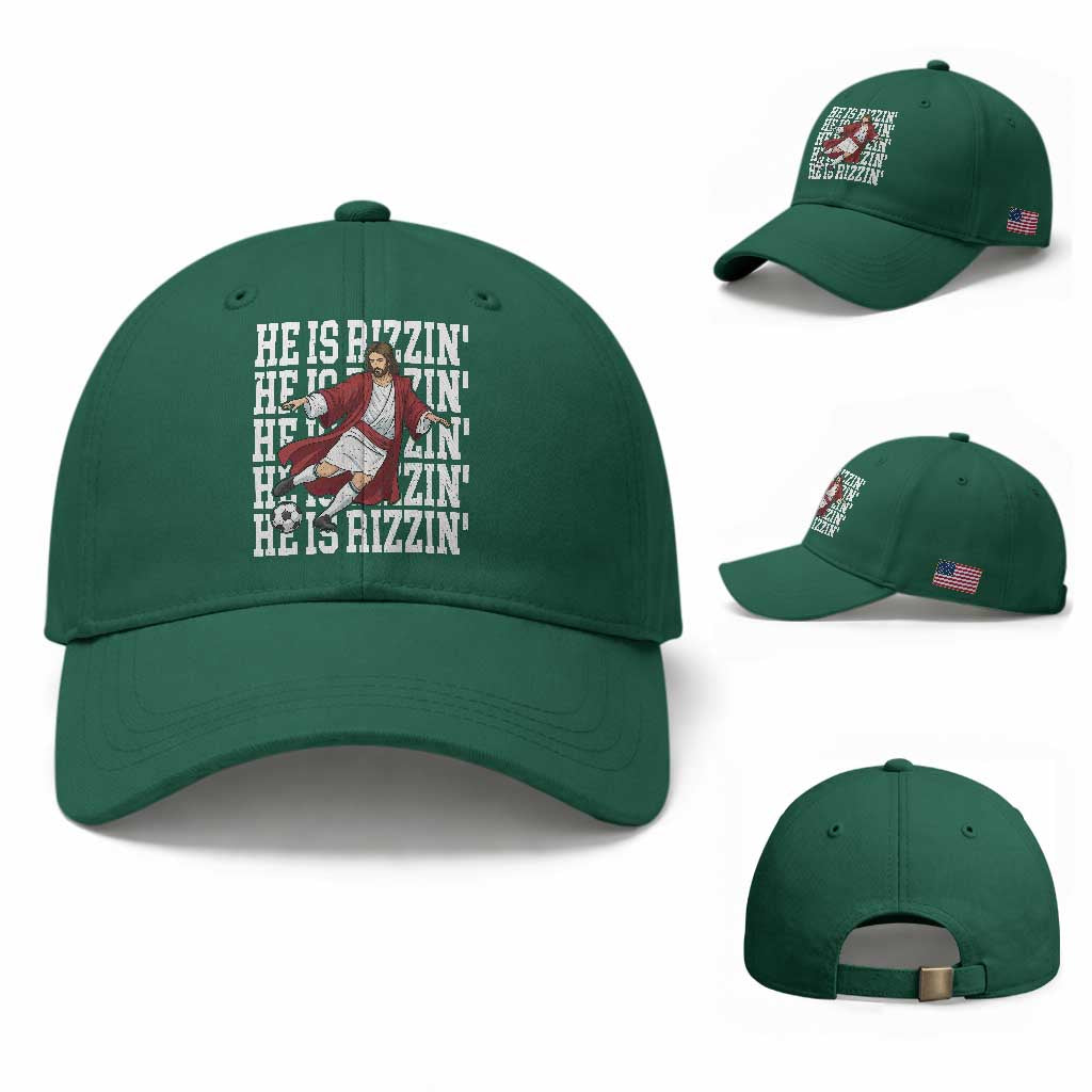 He Is Rizzin Baseball Cap Funny Christian Soccer Lover Gift