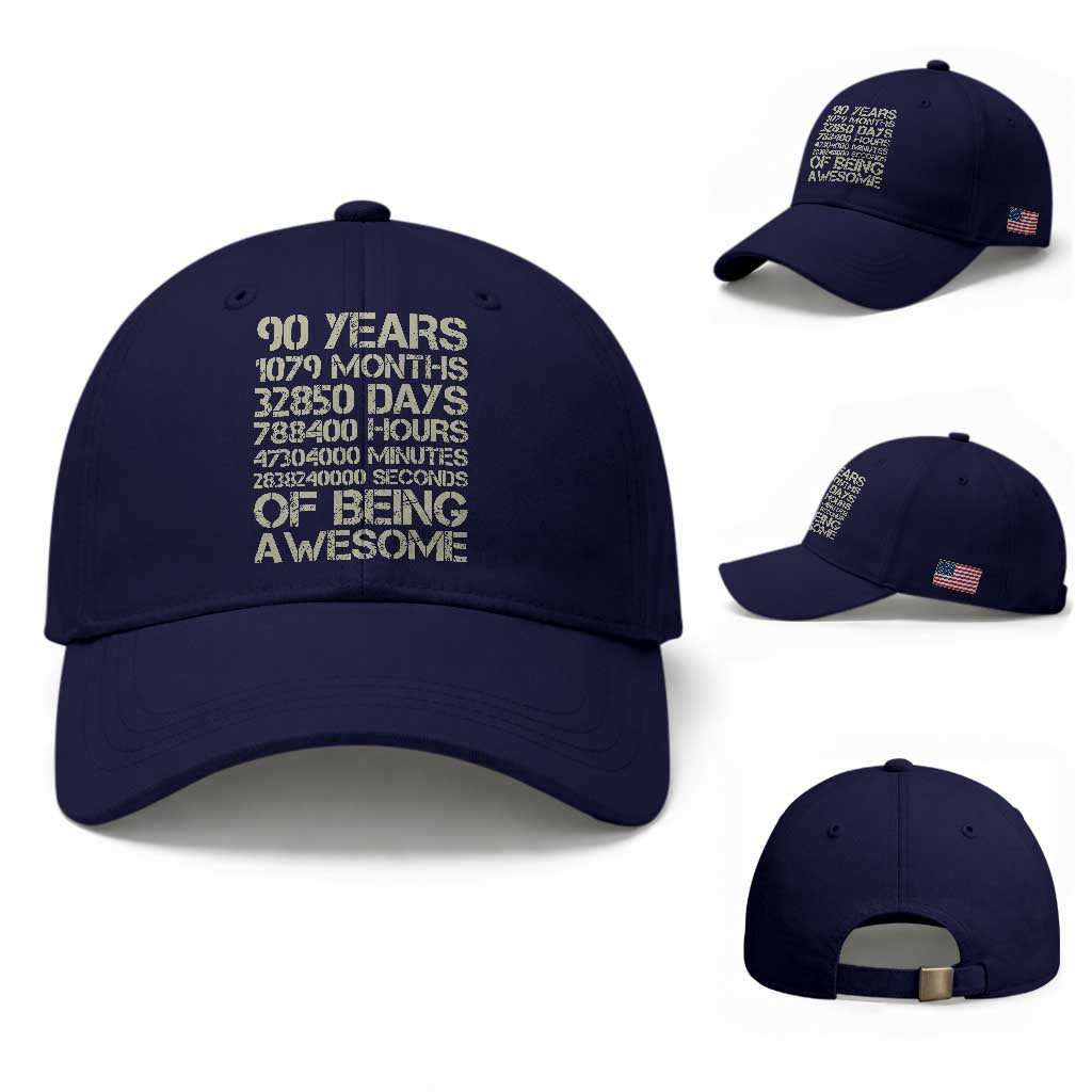 90 Years Of Being Awesome Baseball Cap 90th Birthday Gift Idea