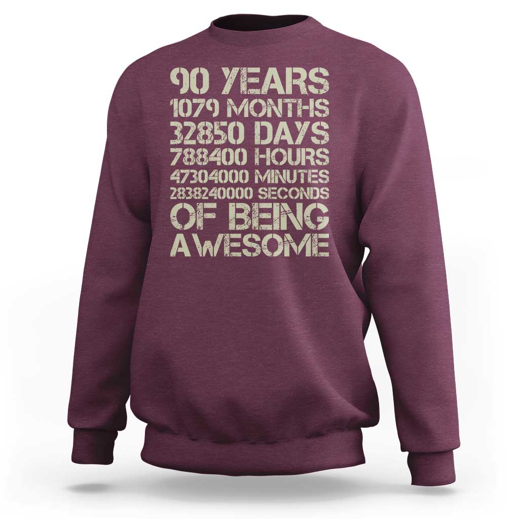 90 Years Of Being Awesome Sweatshirt 90th Birthday Gift Idea